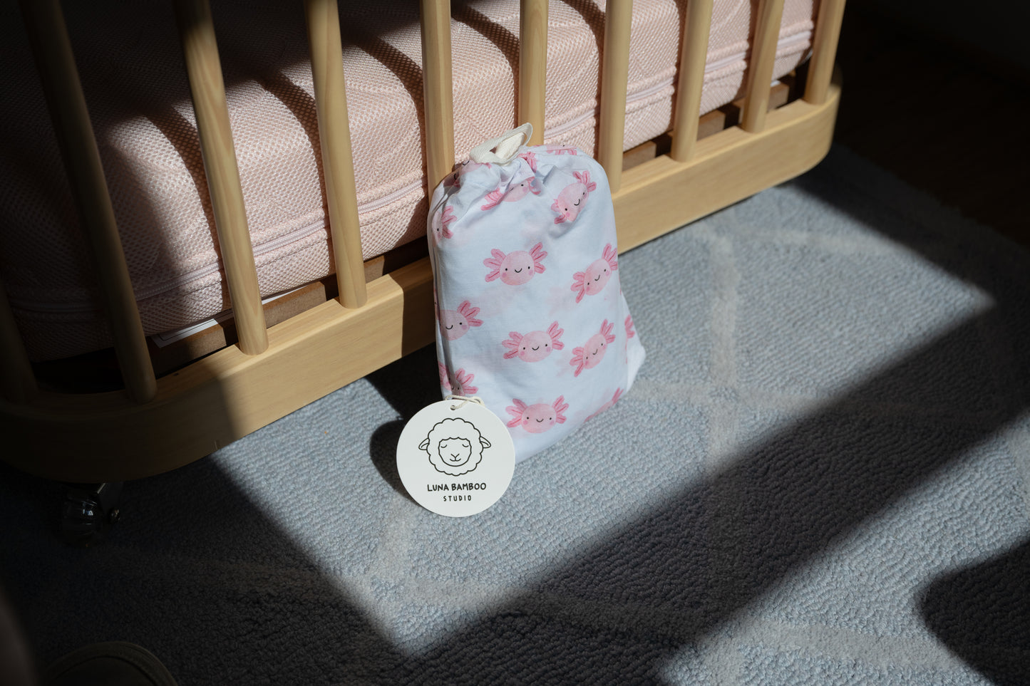Lyocell Crib Sheet | Sally Mander Axolotl
