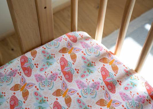 Lyocell Crib Sheet | Midnight Butterfly Garden