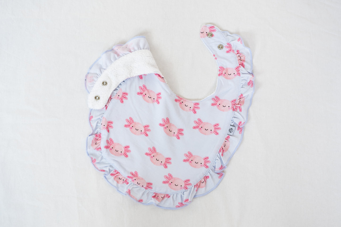 Lyocell Ruffle Bib | Sally Mander Axolotl