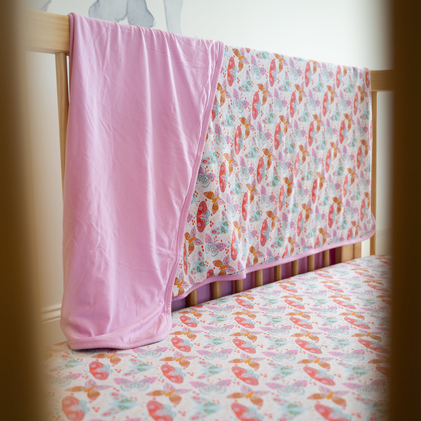 Lyocell Crib Sheet | Midnight Butterfly Garden