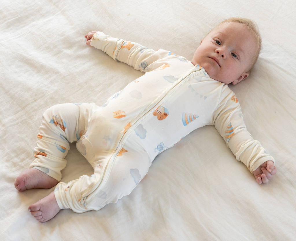 Nap By Numbers Zip - Convertible Footie Sleeper & Romper | Bamboo