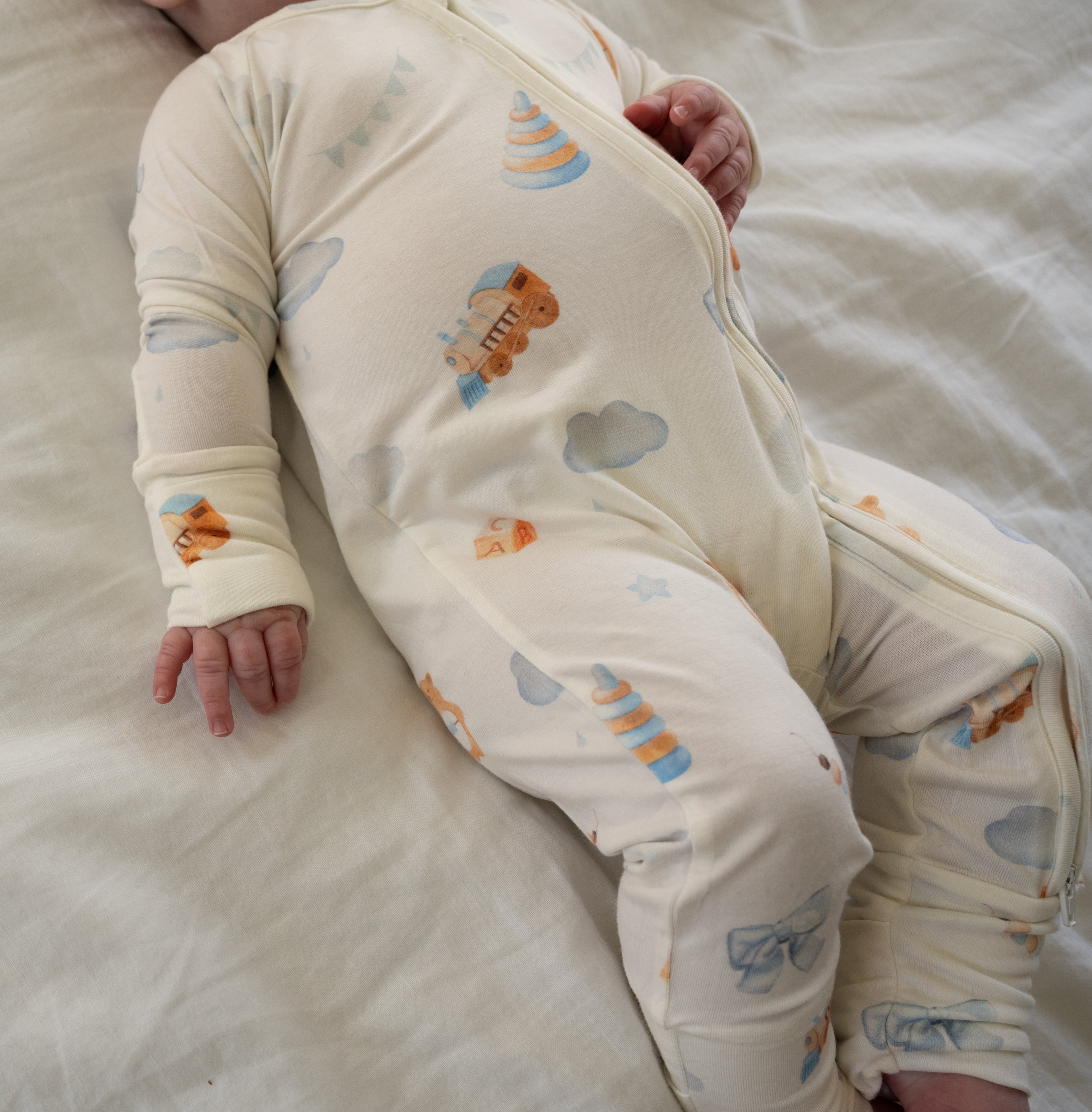 Nap By Numbers Zip - Convertible Footie Sleeper & Romper | Bamboo