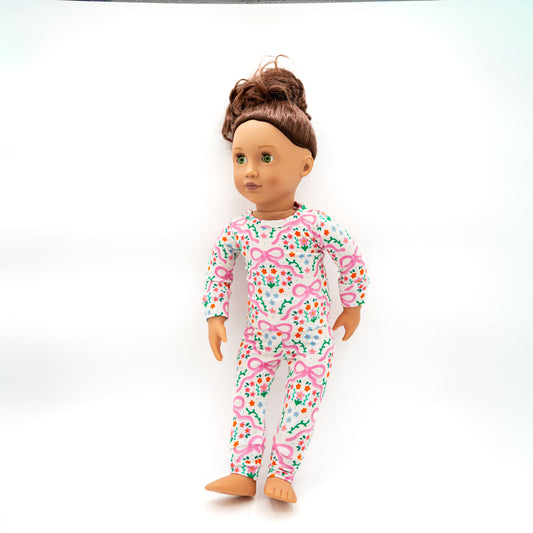 Bamboo 18" Doll Two-Piece Pajama Set | Bows in the Meadow