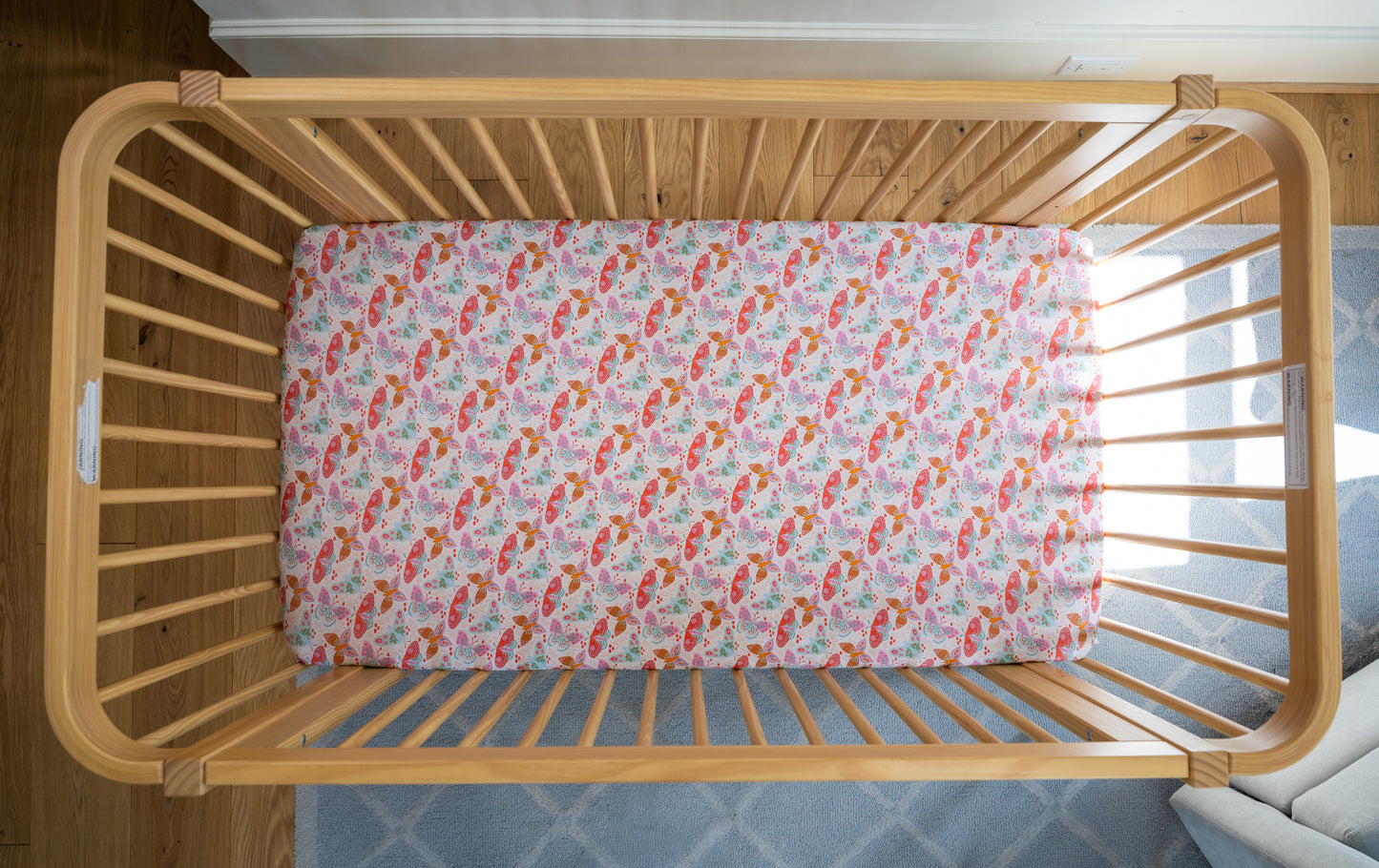 Lyocell Crib Sheet | Midnight Butterfly Garden