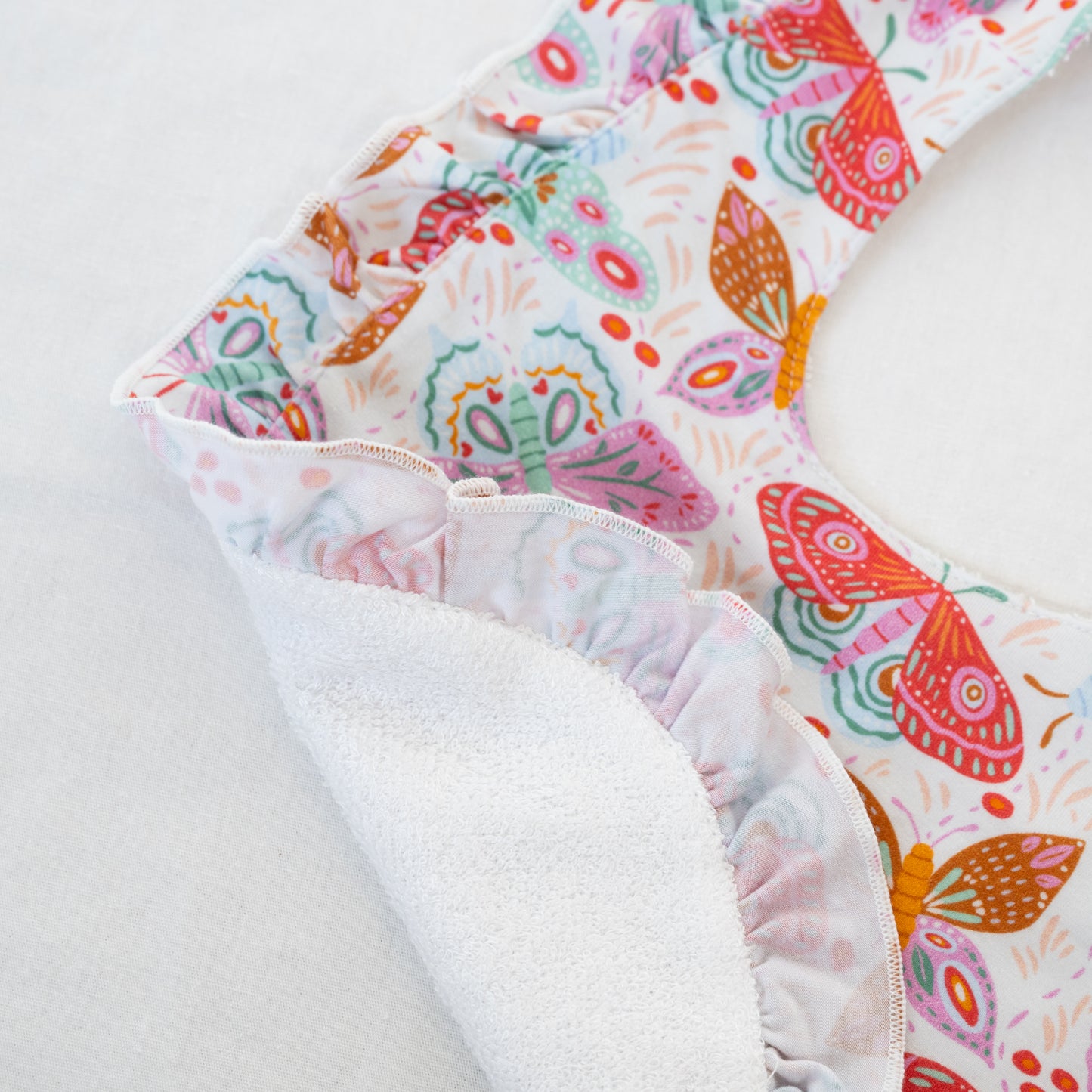 Midnight Butterfly Garden Lyocell Ruffle Bib