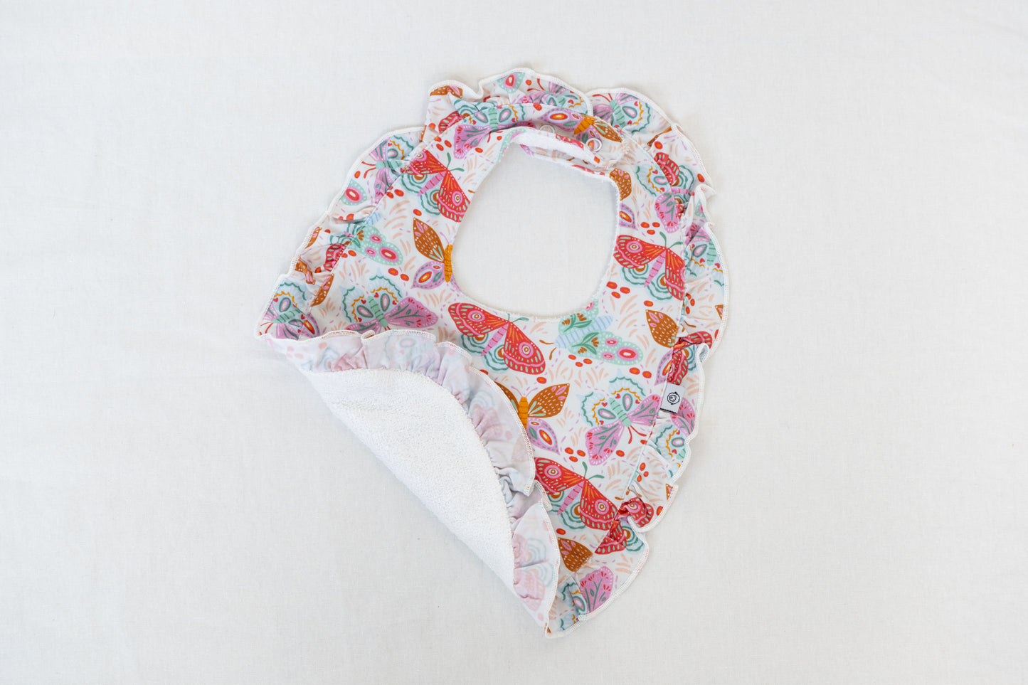 Midnight Butterfly Garden Lyocell Ruffle Bib