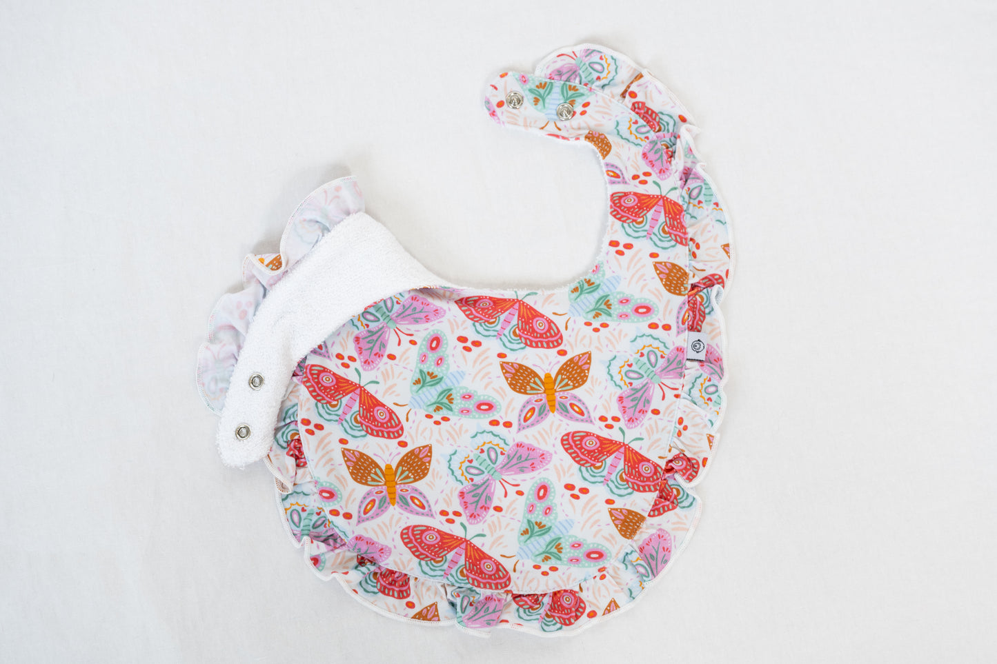 Midnight Butterfly Garden Lyocell Ruffle Bib