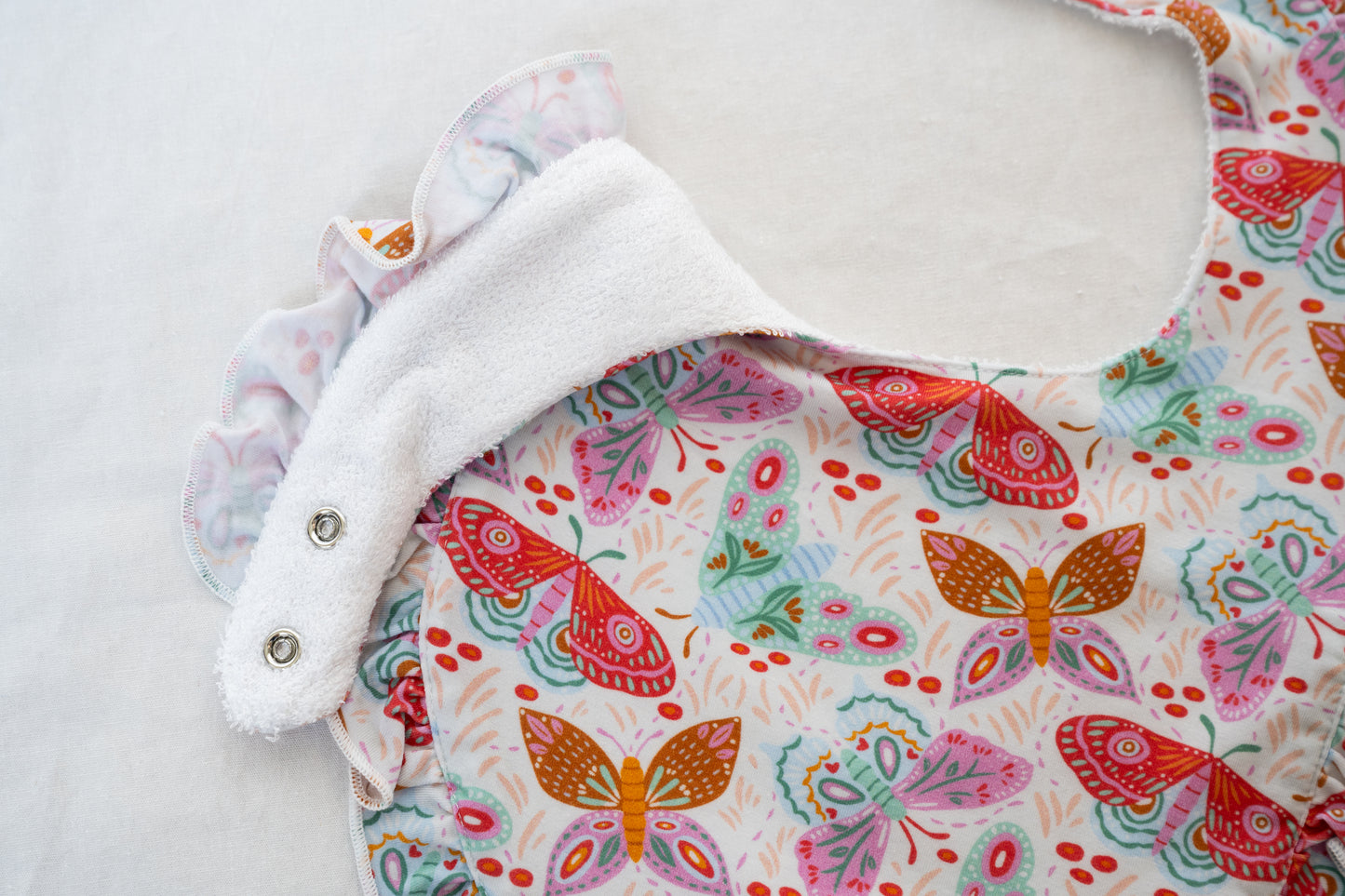 Midnight Butterfly Garden Lyocell Ruffle Bib
