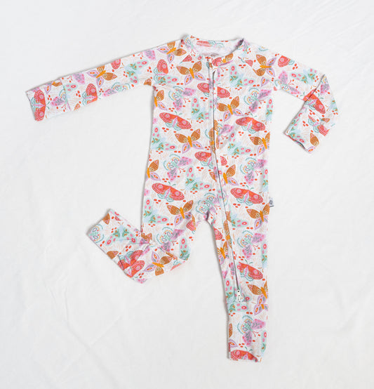 Midnight Butterfly Garden Lyocell Convertible Zip Sleeper & Romper | Baby & Toddler Pajamas