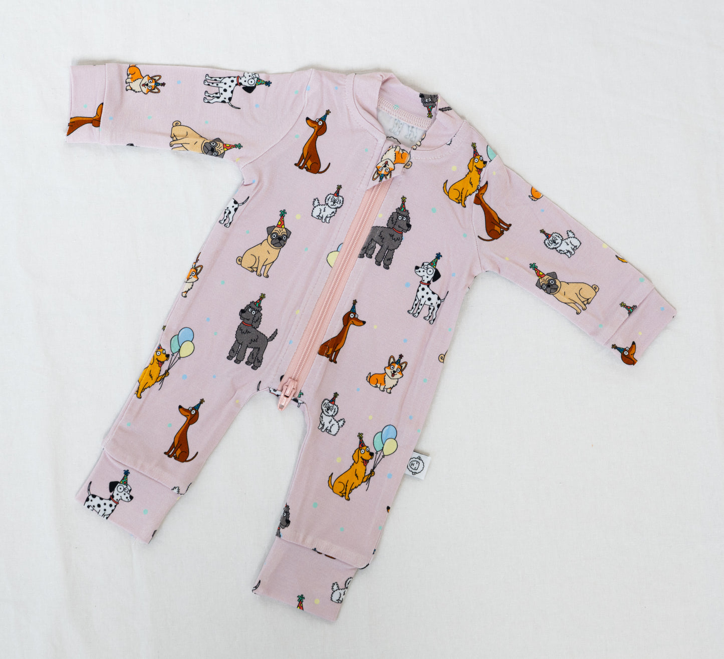 Bamboo Convertible Zip Sleeper + 15" Doll Pajamas Match Bundle | Pink Party Pup