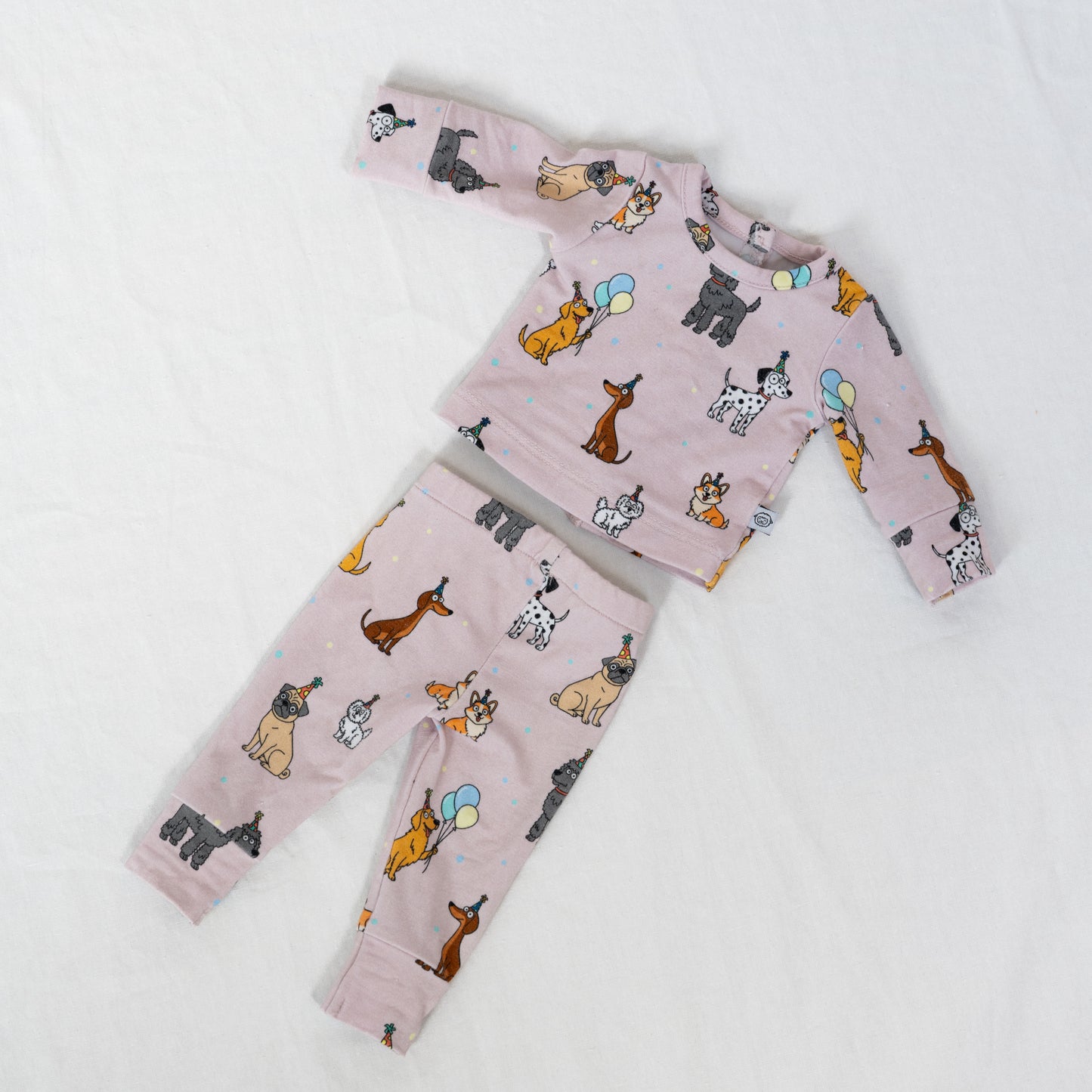 Bamboo Two-Piece Pajama Set + 18" Doll Pajama Match Bundle | Pink Party Pup