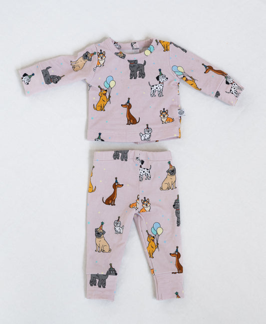 Bamboo 18" Doll Two-Piece Pajama Set | Pink Party Pups