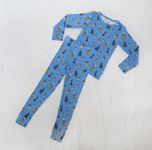 Bamboo Two-Piece Pajamas | Blue Party Pups
