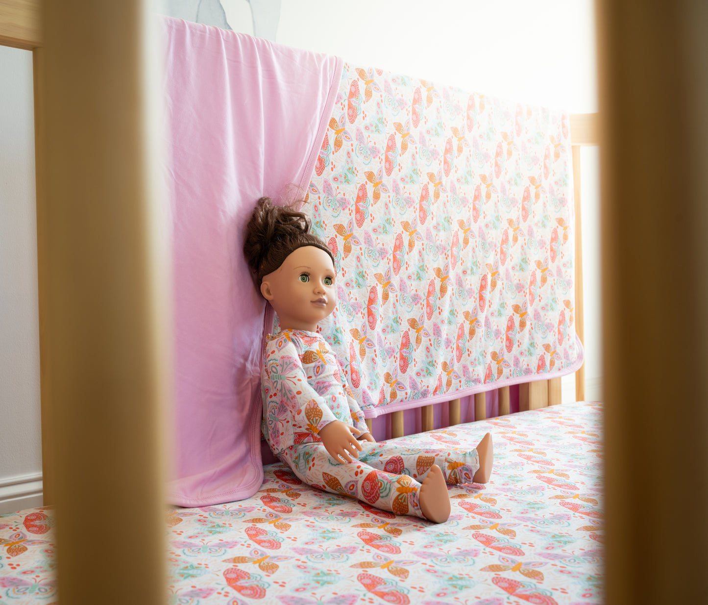 Lyocell 18" Doll Two-Piece Pajama Set | Midnight Butterfly Garden