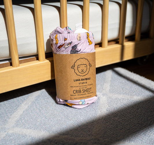 Bamboo Crib Sheet | Pink Party Pups