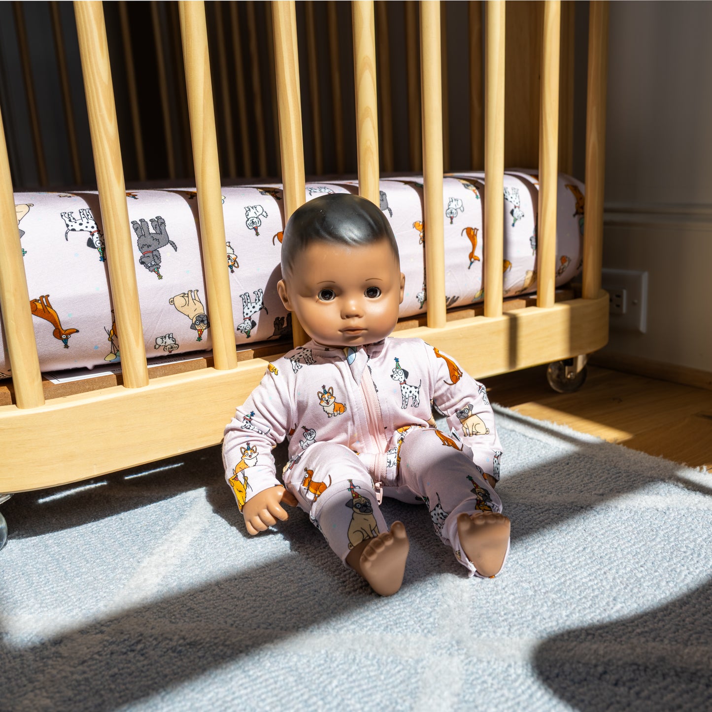 Bamboo 15” Doll Zippy Romper | Pink Party Pup