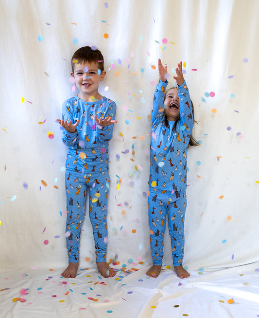 Bamboo Two-Piece Pajamas | Blue Party Pups