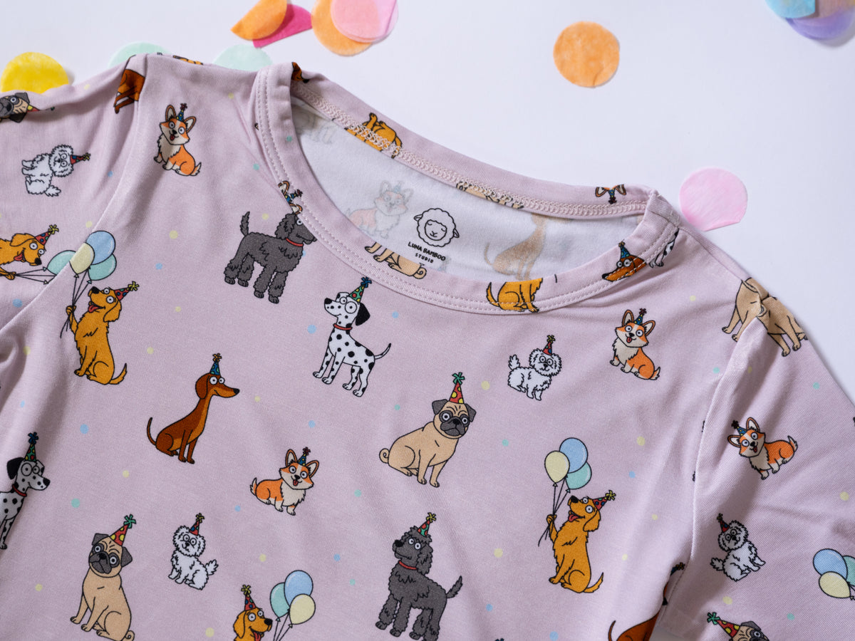 Bamboo Two-Piece Pajama | Pink Party Pups