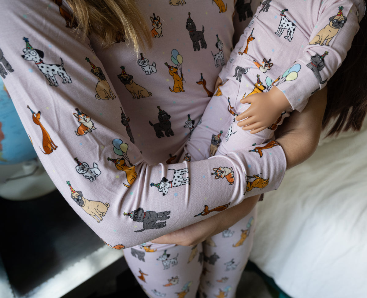 Bamboo Two-Piece Pajama | Pink Party Pups