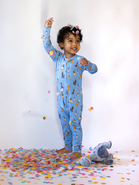 Bamboo Convertible Zip Sleeper | Blue Party Pups