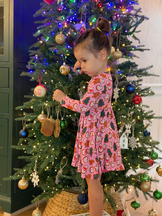Bamboo Long Sleeve Dress | A Christmas Confection | Mistletoe Pink