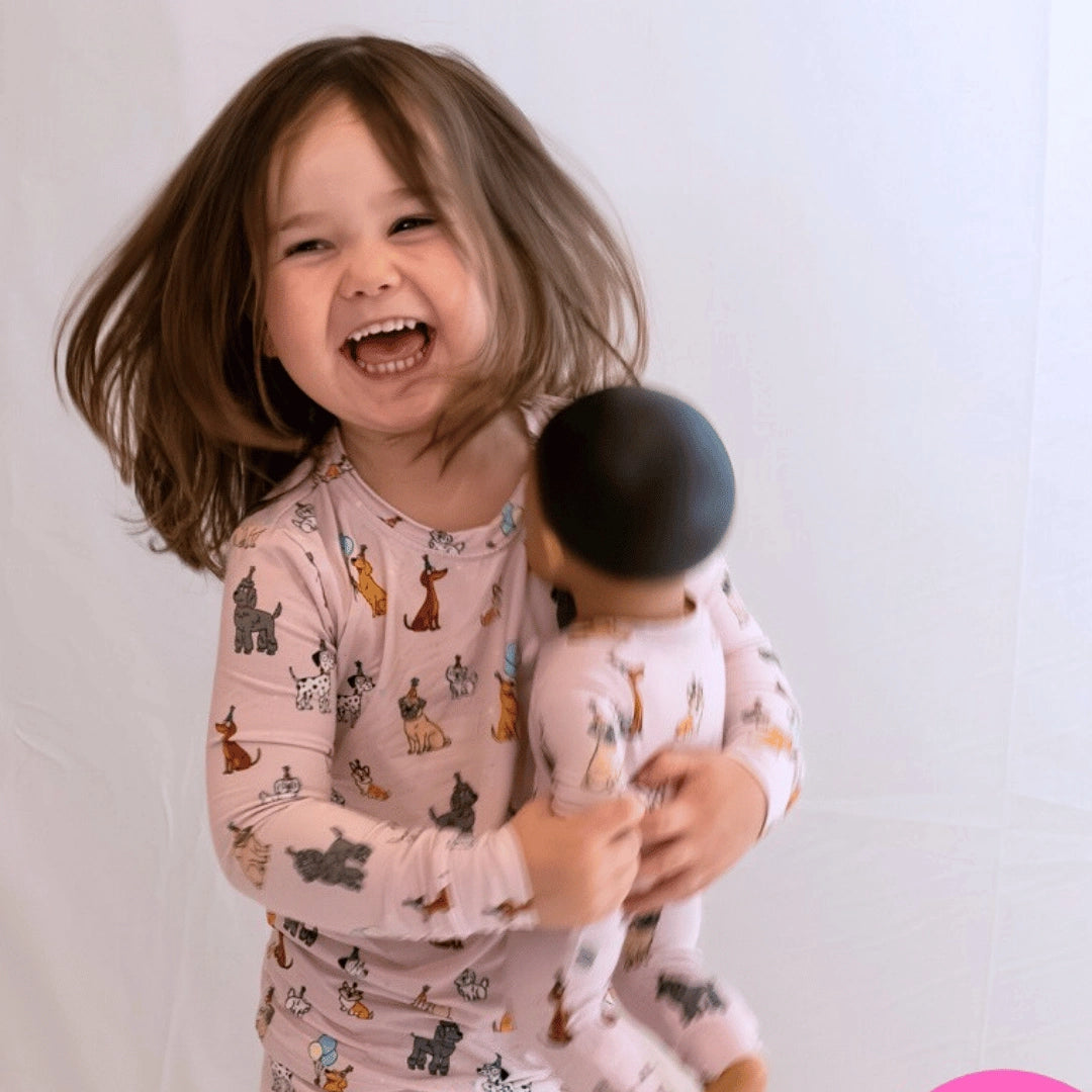 Bamboo Doll Pajamas | Pink Party Pups
