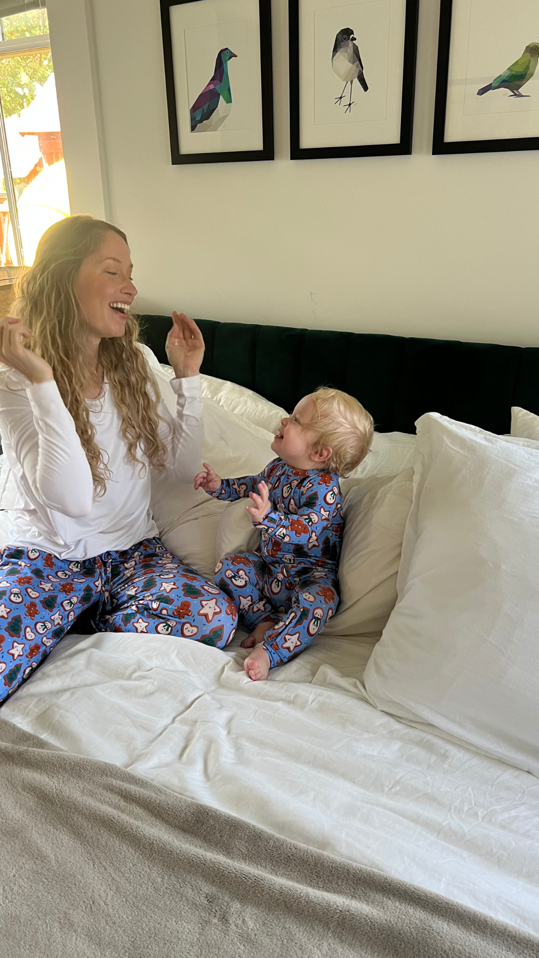 Bamboo Women's Pajama Pants | A Christmas Confection | Snowfall Blue