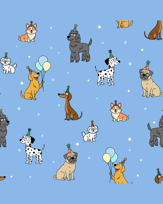 Blue Party Pups Bamboo Two-Piece Pajamas