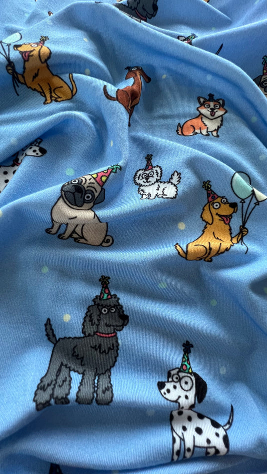 Blue Party Pups Bamboo Two-Piece Pajamas