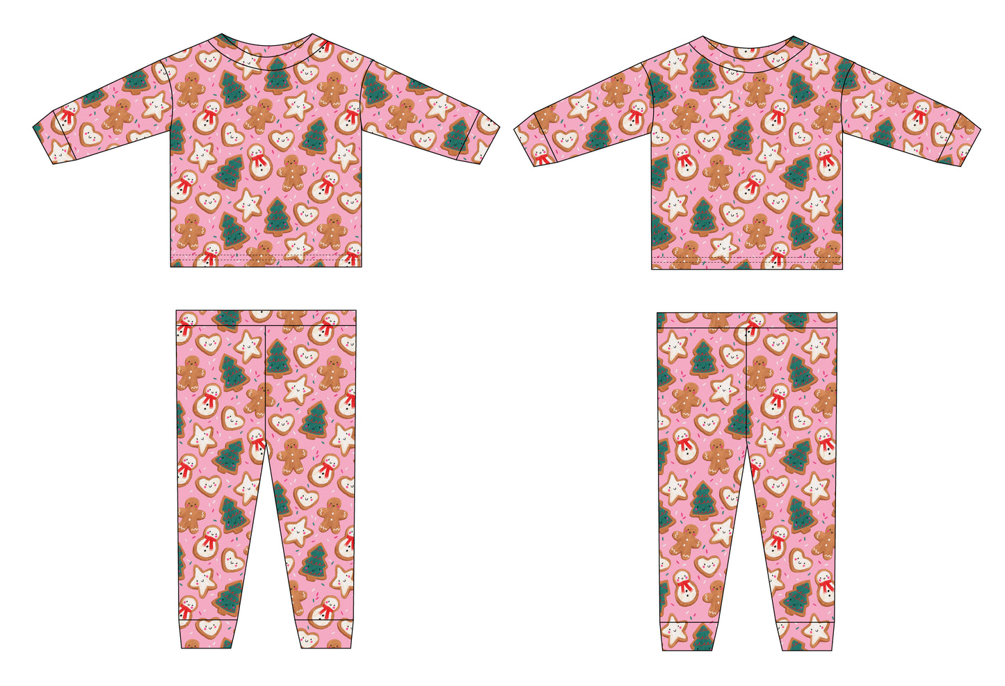 Bamboo 18" Doll Two-Piece Pajama Set | A Christmas Confection | Mistletoe Pink